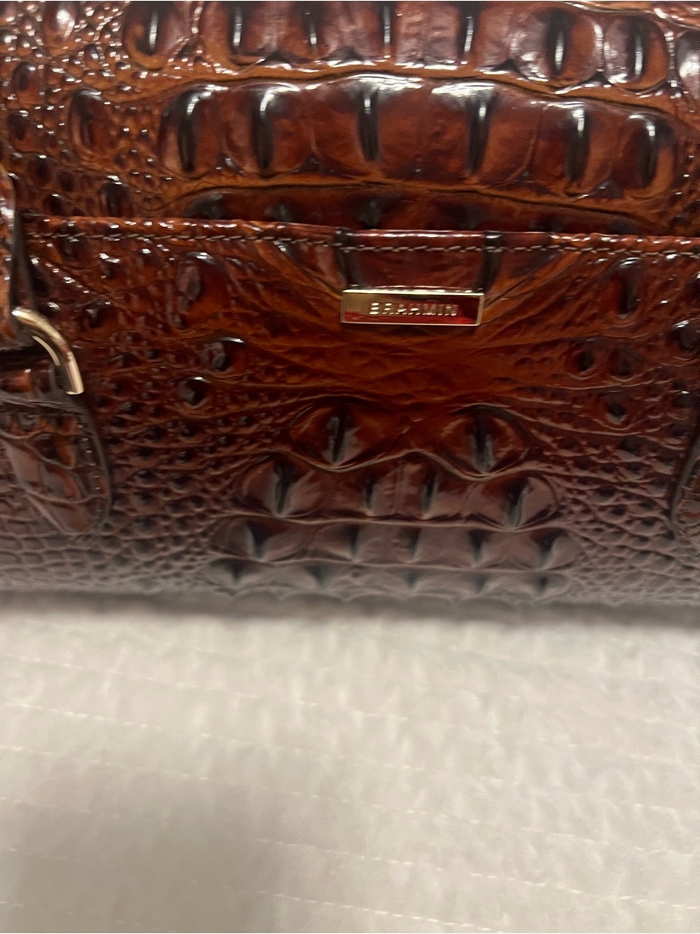Brahmin Brown Croc-Embossed Shoulder Bag